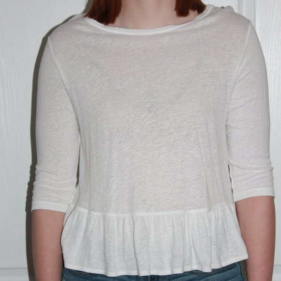 Abercrombie & Fitch Three Quarter White Long Sleev - Picture 1 of 3